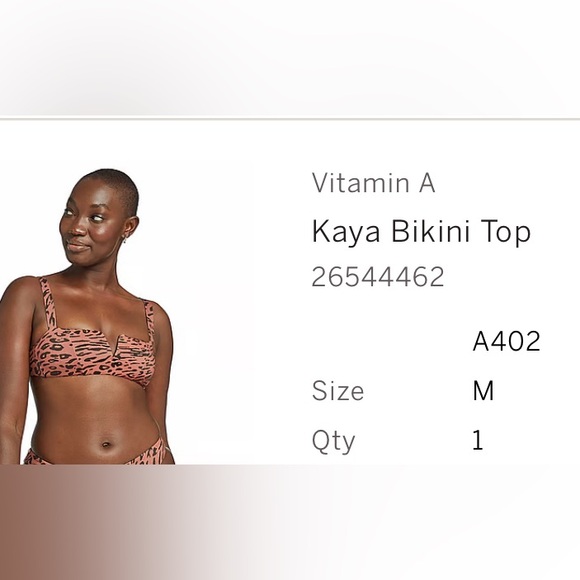 Brand New Vitamin A Kaya Bikini Top/Animal Print Leopard - Size MEDIUM - Picture 4 of 5